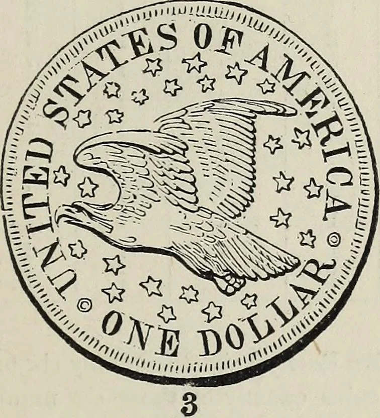 An illustration from Coins, medals, and seals, ancient and modern. Illustrated and described. With a sketch of the history of coins and coinage, instructions for young collectors, tables of comparative rarity, price lists of English and American coins, medals and tokens, &c., &c, 1861, leaf 236
