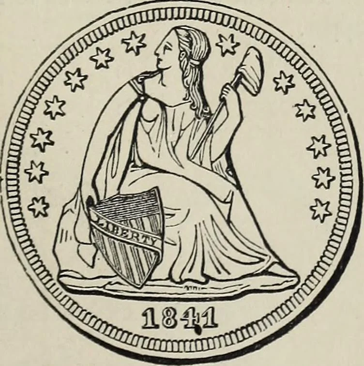 An illustration from Coins, medals, and seals, ancient and modern. Illustrated and described. With a sketch of the history of coins and coinage, instructions for young collectors, tables of comparative rarity, price lists of English and American coins, medals and tokens, &c., &c, 1861, leaf 236