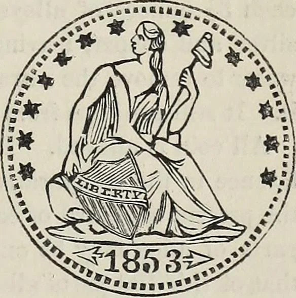 An illustration from Coins, medals, and seals, ancient and modern. Illustrated and described. With a sketch of the history of coins and coinage, instructions for young collectors, tables of comparative rarity, price lists of English and American coins, medals and tokens, &c., &c, 1861, leaf 238