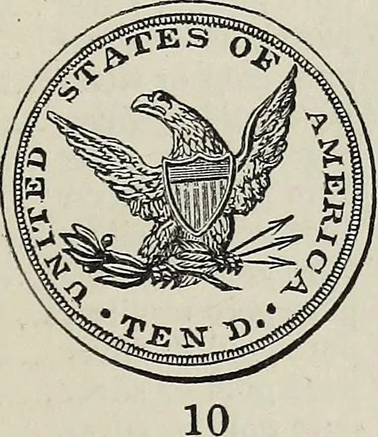 An illustration from Coins, medals, and seals, ancient and modern. Illustrated and described. With a sketch of the history of coins and coinage, instructions for young collectors, tables of comparative rarity, price lists of English and American coins, medals and tokens, &c., &c, 1861, leaf 240