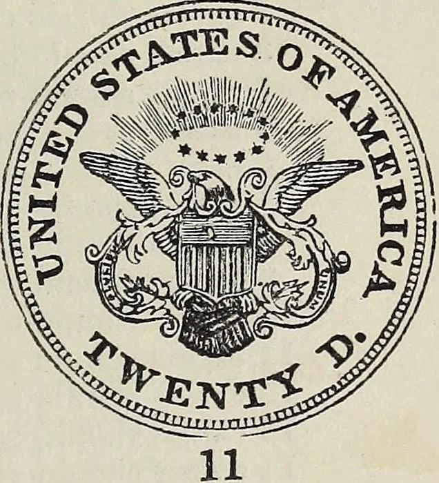 An illustration from Coins, medals, and seals, ancient and modern. Illustrated and described. With a sketch of the history of coins and coinage, instructions for young collectors, tables of comparative rarity, price lists of English and American coins, medals and tokens, &c., &c, 1861, leaf 240