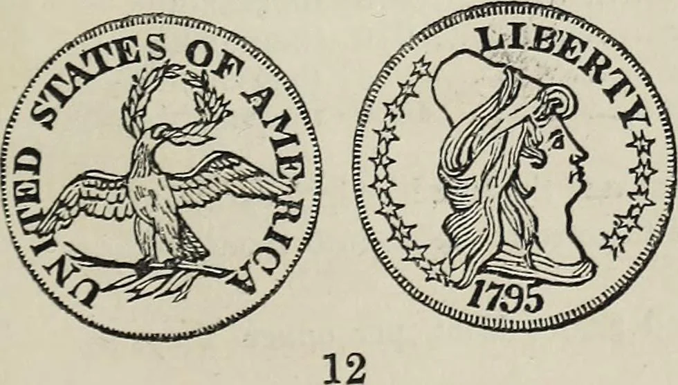 An illustration from Coins, medals, and seals, ancient and modern. Illustrated and described. With a sketch of the history of coins and coinage, instructions for young collectors, tables of comparative rarity, price lists of English and American coins, medals and tokens, &c., &c, 1861, leaf 240