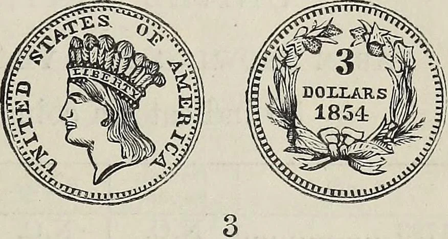 An illustration from Coins, medals, and seals, ancient and modern. Illustrated and described. With a sketch of the history of coins and coinage, instructions for young collectors, tables of comparative rarity, price lists of English and American coins, medals and tokens, &c., &c, 1861, leaf 242