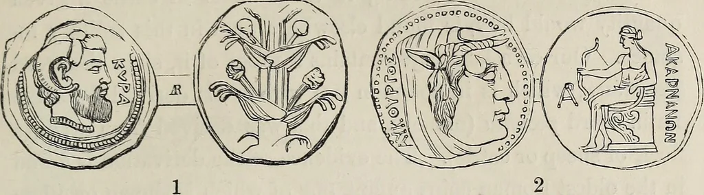 An illustration from Coins, medals, and seals, ancient and modern. Illustrated and described. With a sketch of the history of coins and coinage, instructions for young collectors, tables of comparative rarity, price lists of English and American coins, medals and tokens, &c., &c, 1861, leaf 28