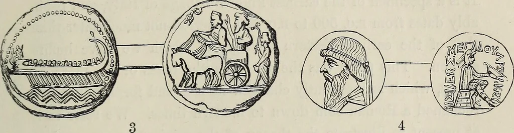 An illustration from Coins, medals, and seals, ancient and modern. Illustrated and described. With a sketch of the history of coins and coinage, instructions for young collectors, tables of comparative rarity, price lists of English and American coins, medals and tokens, &c., &c, 1861, leaf 28