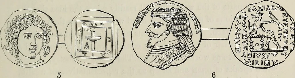 An illustration from Coins, medals, and seals, ancient and modern. Illustrated and described. With a sketch of the history of coins and coinage, instructions for young collectors, tables of comparative rarity, price lists of English and American coins, medals and tokens, &c., &c, 1861, leaf 28