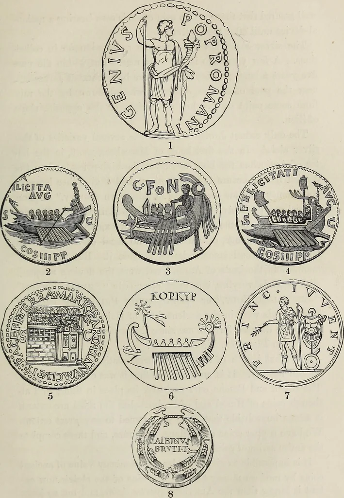 An illustration from Coins, medals, and seals, ancient and modern. Illustrated and described. With a sketch of the history of coins and coinage, instructions for young collectors, tables of comparative rarity, price lists of English and American coins, medals and tokens, &c., &c, 1861, leaf 46