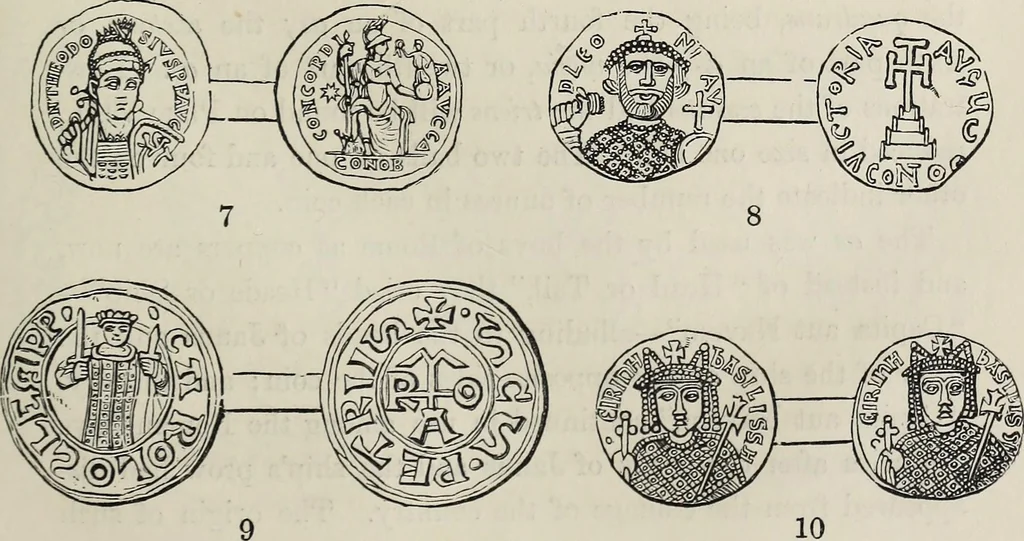 An illustration from Coins, medals, and seals, ancient and modern. Illustrated and described. With a sketch of the history of coins and coinage, instructions for young collectors, tables of comparative rarity, price lists of English and American coins, medals and tokens, &c., &c, 1861, leaf 50
