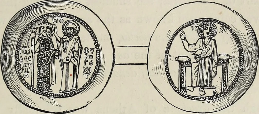An illustration from Coins, medals, and seals, ancient and modern. Illustrated and described. With a sketch of the history of coins and coinage, instructions for young collectors, tables of comparative rarity, price lists of English and American coins, medals and tokens, &c., &c, 1861, leaf 54