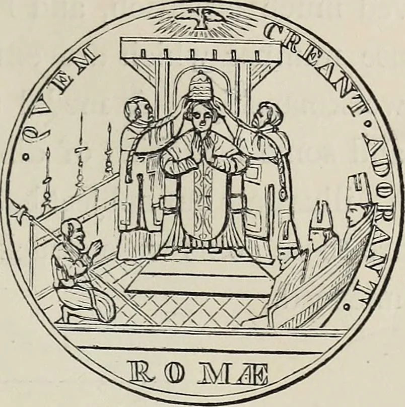 An illustration from Coins, medals, and seals, ancient and modern. Illustrated and described. With a sketch of the history of coins and coinage, instructions for young collectors, tables of comparative rarity, price lists of English and American coins, medals and tokens, &c., &c, 1861, leaf 56