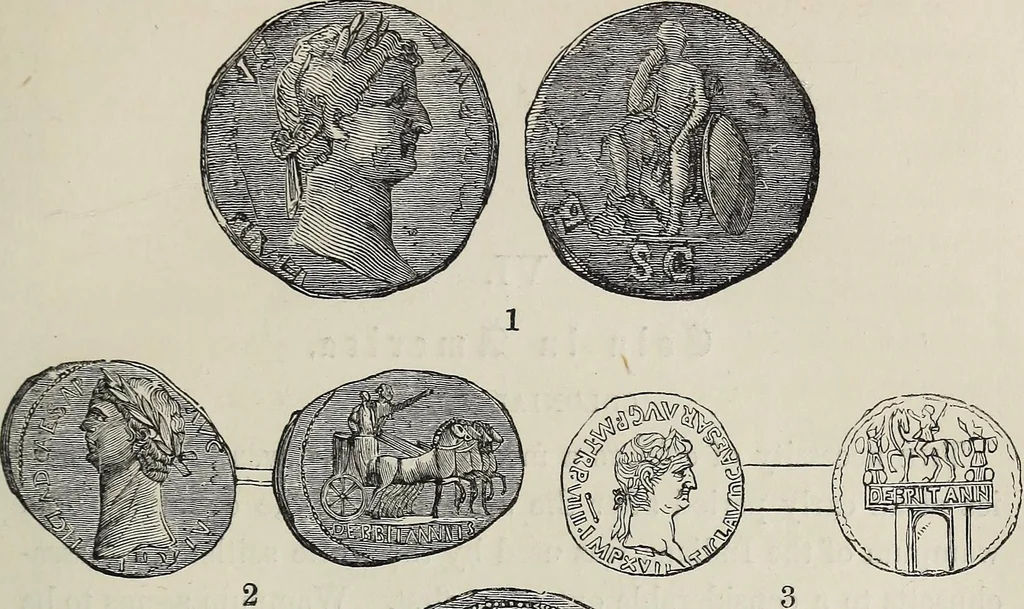 An illustration from Coins, medals, and seals, ancient and modern. Illustrated and described. With a sketch of the history of coins and coinage, instructions for young collectors, tables of comparative rarity, price lists of English and American coins, medals and tokens, &c., &c, 1861, leaf 66