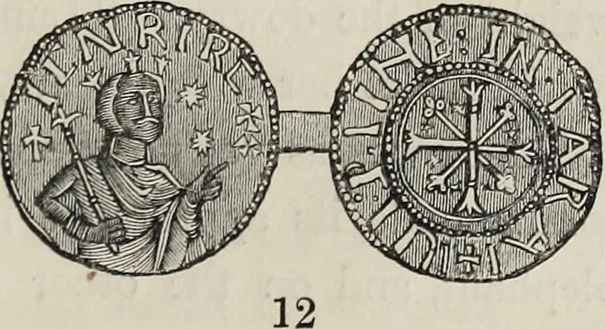 An illustration from Coins, medals, and seals, ancient and modern. Illustrated and described. With a sketch of the history of coins and coinage, instructions for young collectors, tables of comparative rarity, price lists of English and American coins, medals and tokens, &c., &c, 1861, leaf 70