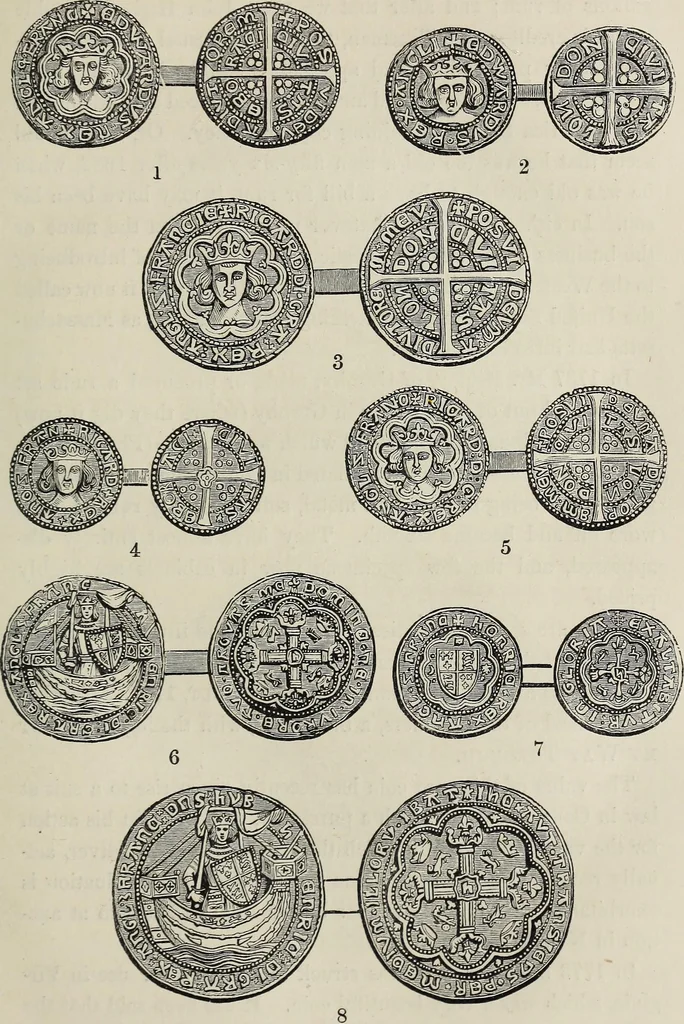 An illustration from Coins, medals, and seals, ancient and modern. Illustrated and described. With a sketch of the history of coins and coinage, instructions for young collectors, tables of comparative rarity, price lists of English and American coins, medals and tokens, &c., &c, 1861, leaf 78