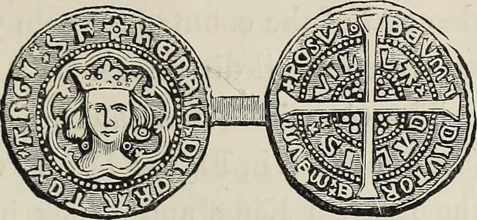 An illustration from Coins, medals, and seals, ancient and modern. Illustrated and described. With a sketch of the history of coins and coinage, instructions for young collectors, tables of comparative rarity, price lists of English and American coins, medals and tokens, &c., &c, 1861, leaf 82