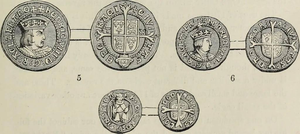 An illustration from Coins, medals, and seals, ancient and modern. Illustrated and described. With a sketch of the history of coins and coinage, instructions for young collectors, tables of comparative rarity, price lists of English and American coins, medals and tokens, &c., &c, 1861, leaf 94