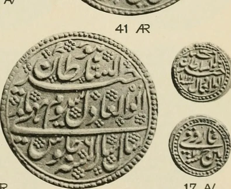 An illustration from The coins of Haidar Ali and Tipu Sultan, 1921, leaf 140