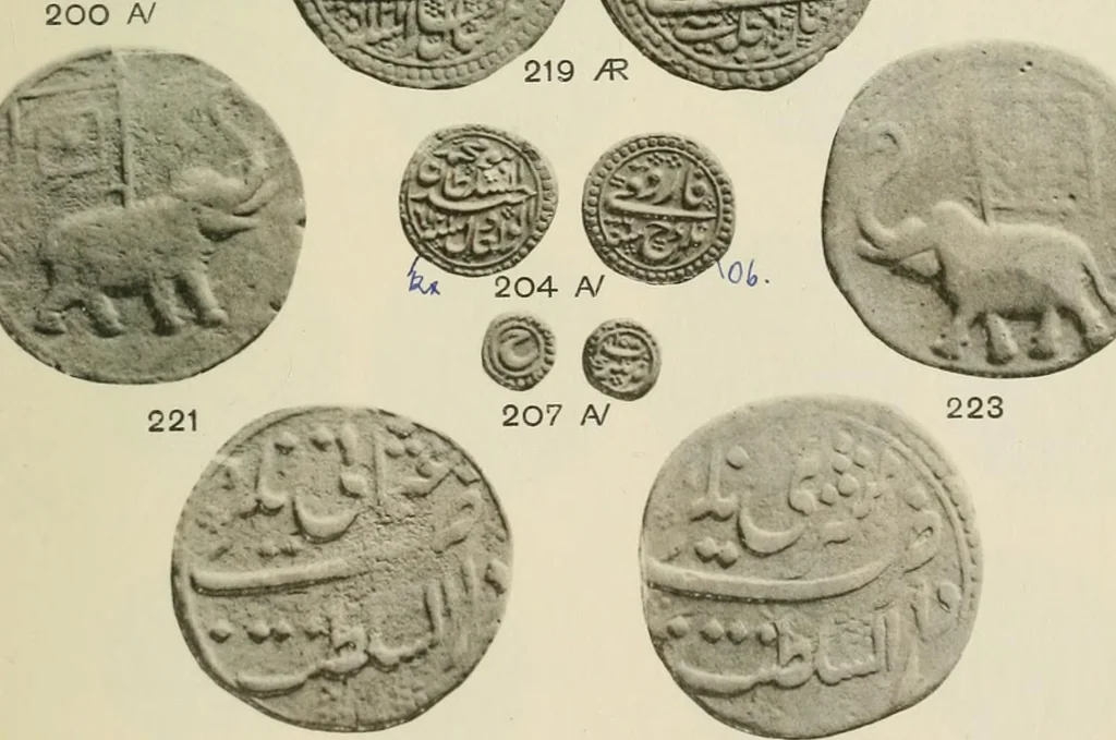 An illustration from The coins of Haidar Ali and Tipu Sultan, 1921, leaf 146