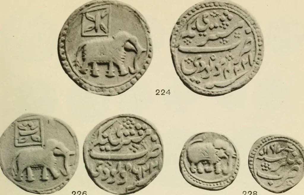 An illustration from The coins of Haidar Ali and Tipu Sultan, 1921, leaf 148