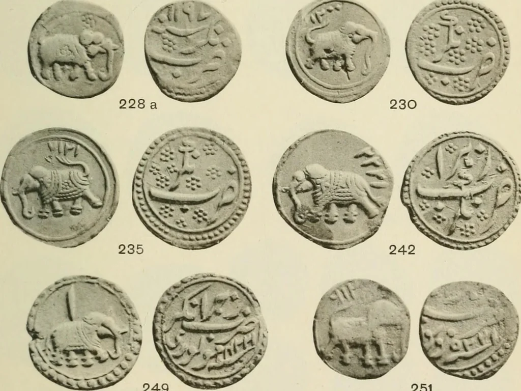 An illustration from The coins of Haidar Ali and Tipu Sultan, 1921, leaf 148
