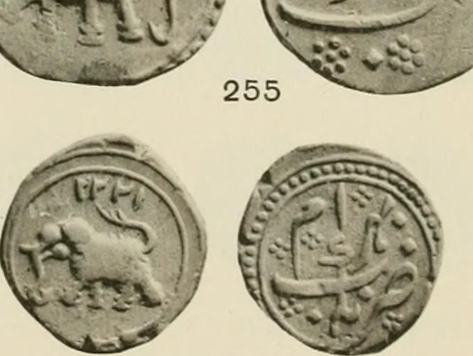 An illustration from The coins of Haidar Ali and Tipu Sultan, 1921, leaf 148