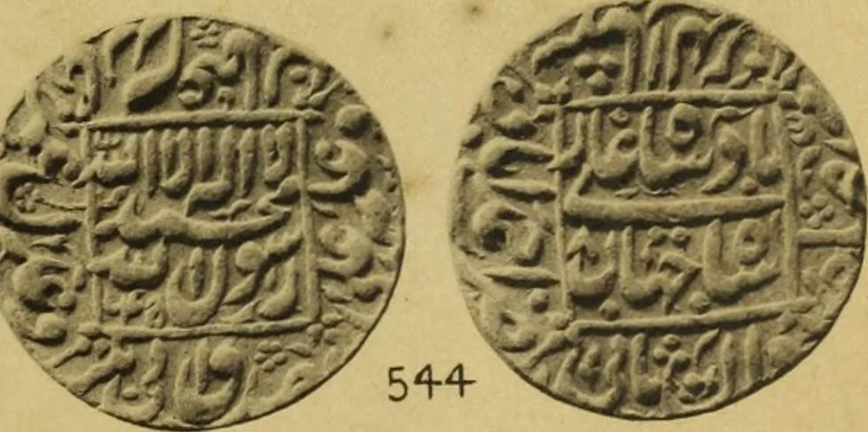 An illustration from The coins of the Moghul emperors of Hindustan in the British Museum, 1892, leaf 590