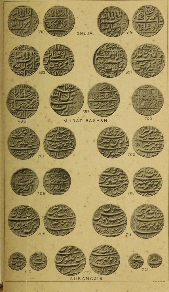 An illustration from The coins of the Moghul emperors of Hindustan in the British Museum, 1892, leaf 596