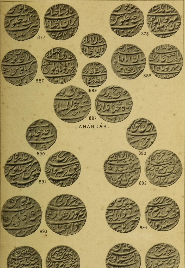 An illustration from The coins of the Moghul emperors of Hindustan in the British Museum, 1892, leaf 604
