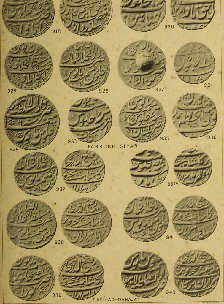 An illustration from The coins of the Moghul emperors of Hindustan in the British Museum, 1892, leaf 606