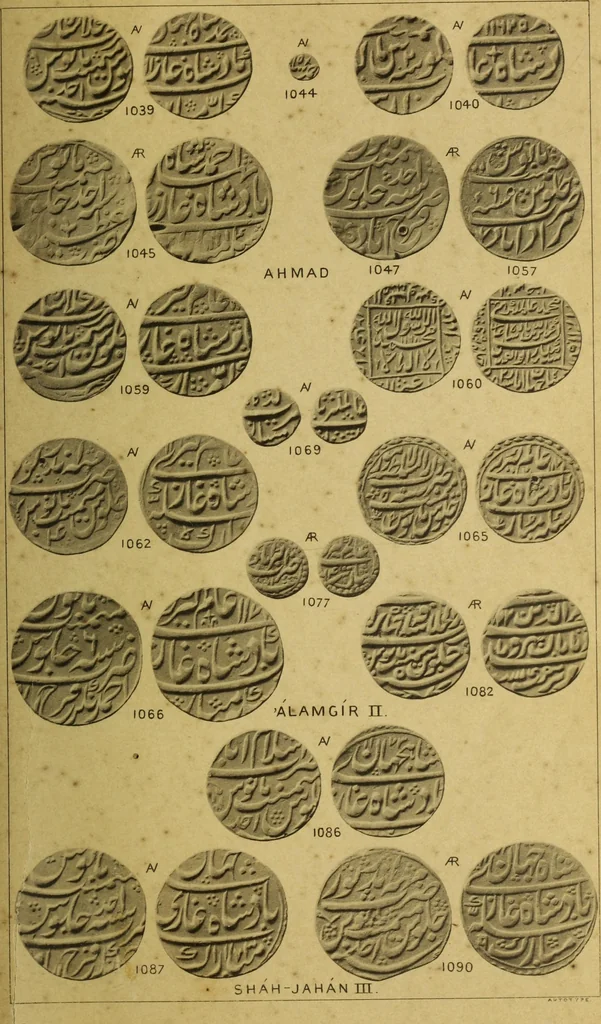 An illustration from The coins of the Moghul emperors of Hindustan in the British Museum, 1892, leaf 612