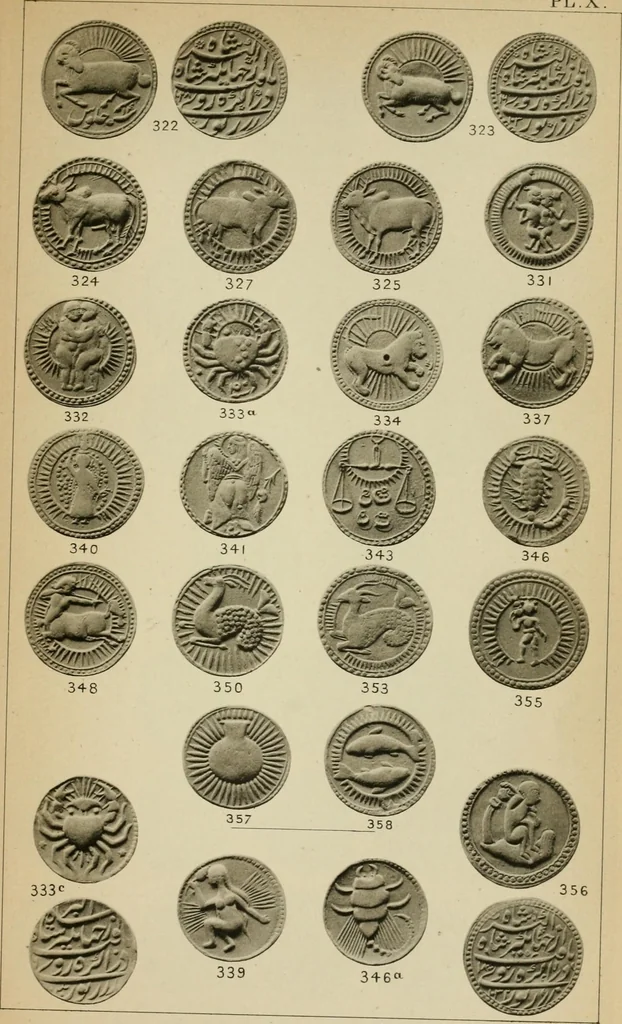 An illustration from The coins of the Moghul emperors of Hindustan in the British museum, 1892, leaf 584