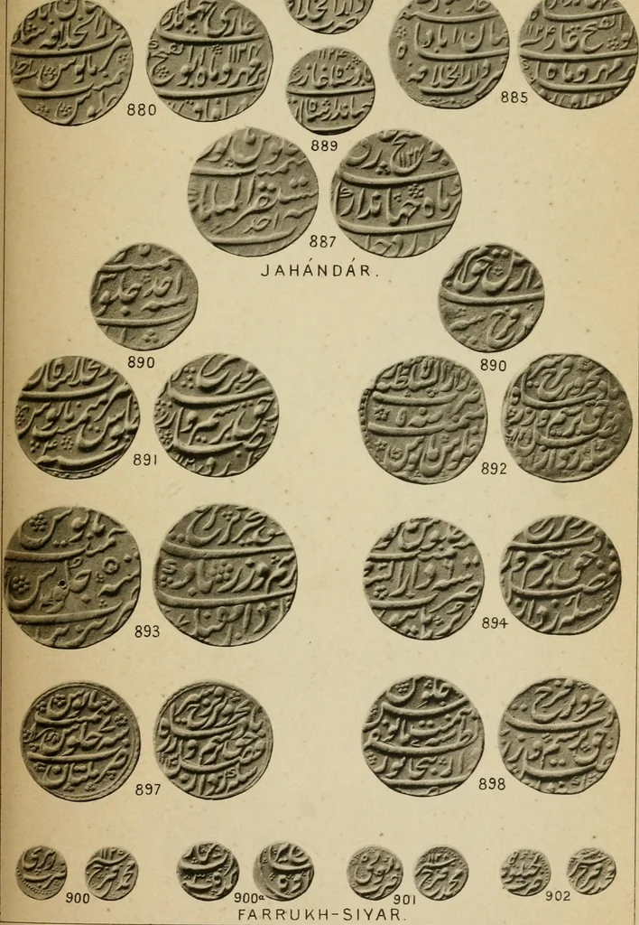 An illustration from The coins of the Moghul emperors of Hindustan in the British museum, 1892, leaf 608