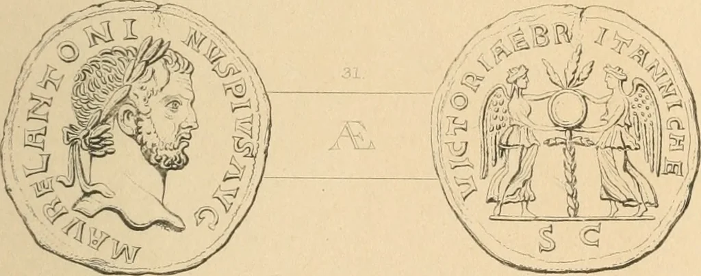 An illustration from Coins of the Romans relating to Britain, described and illustrated, 1844, leaf 196