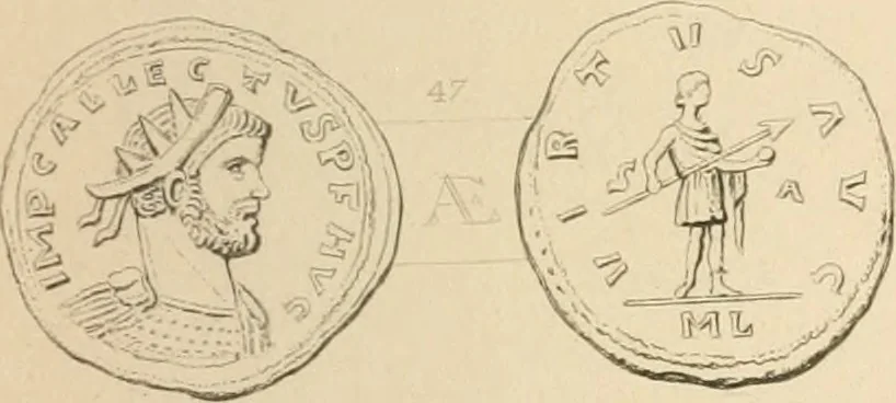 An illustration from Coins of the Romans relating to Britain, described and illustrated, 1844, leaf 200