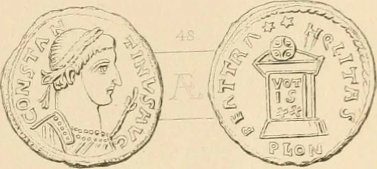 An illustration from Coins of the Romans relating to Britain, described and illustrated, 1844, leaf 200