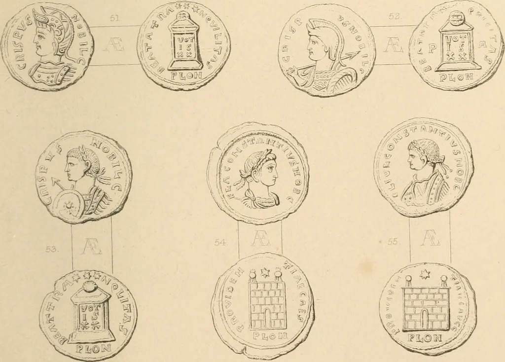 An illustration from Coins of the Romans relating to Britain, described and illustrated, 1844, leaf 200