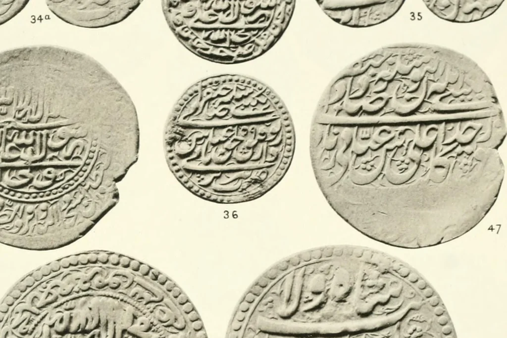 An illustration from The coins of the sháhs of Persia, Safavis, Afgháns, Efsháris, Zands, and Kájárs, 1887, leaf 438