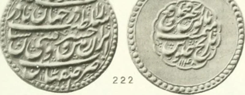An illustration from The coins of the sháhs of Persia, Safavis, Afgháns, Efsháris, Zands, and Kájárs, 1887, leaf 448