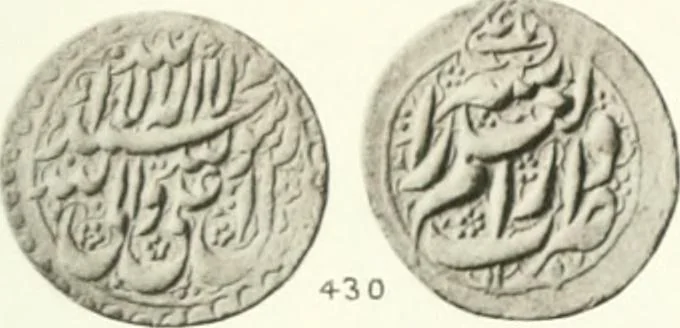 An illustration from The coins of the sháhs of Persia, Safavis, Afgháns, Efsháris, Zands, and Kájárs, 1887, leaf 458