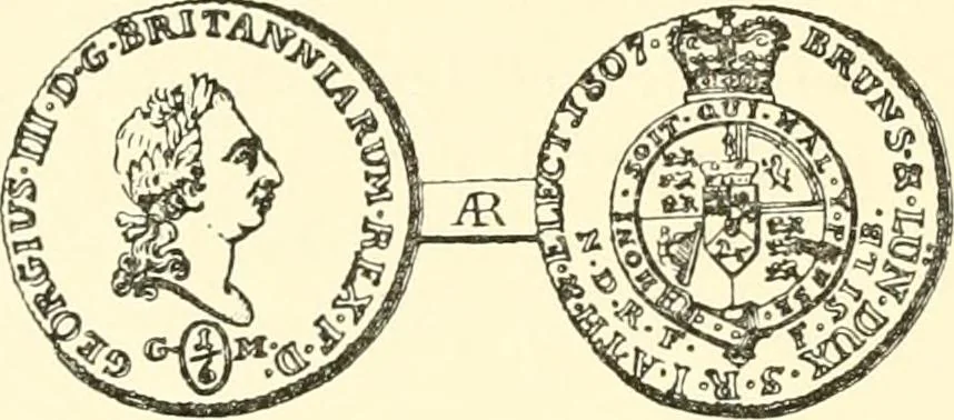 An illustration from The coins and tokens of the possessions and colonies of the British empire, 1889, leaf 105