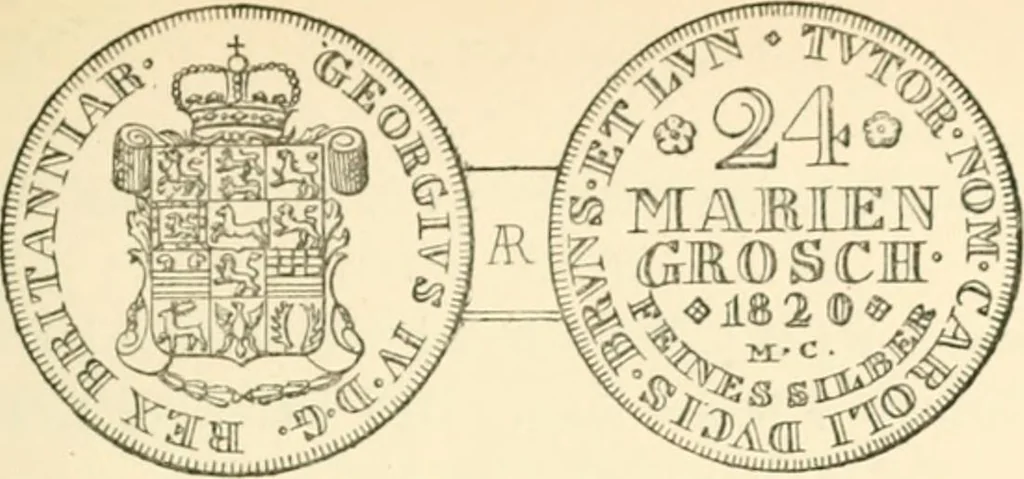 An illustration from The coins and tokens of the possessions and colonies of the British empire, 1889, leaf 136