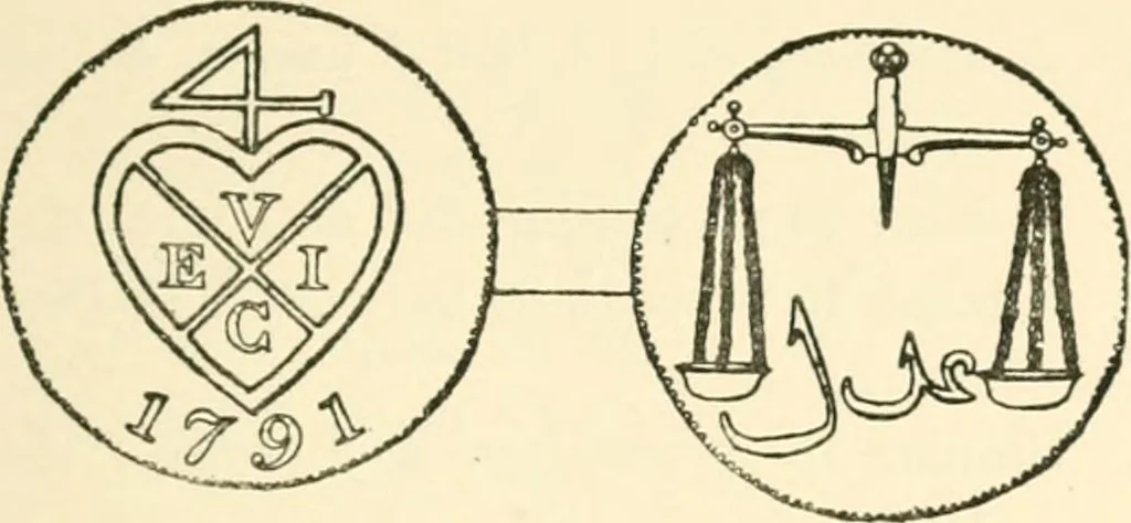 An illustration from The coins and tokens of the possessions and colonies of the British empire, 1889, leaf 154