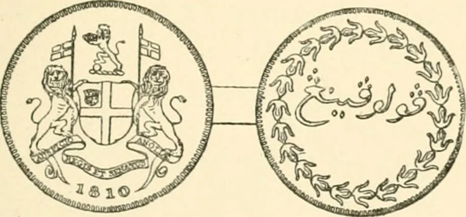 An illustration from The coins and tokens of the possessions and colonies of the British empire, 1889, leaf 218
