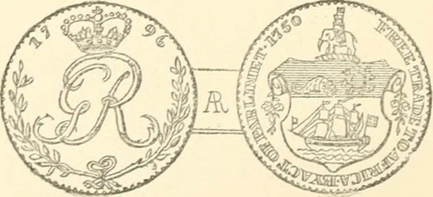 An illustration from The coins and tokens of the possessions and colonies of the British empire, 1889, leaf 249