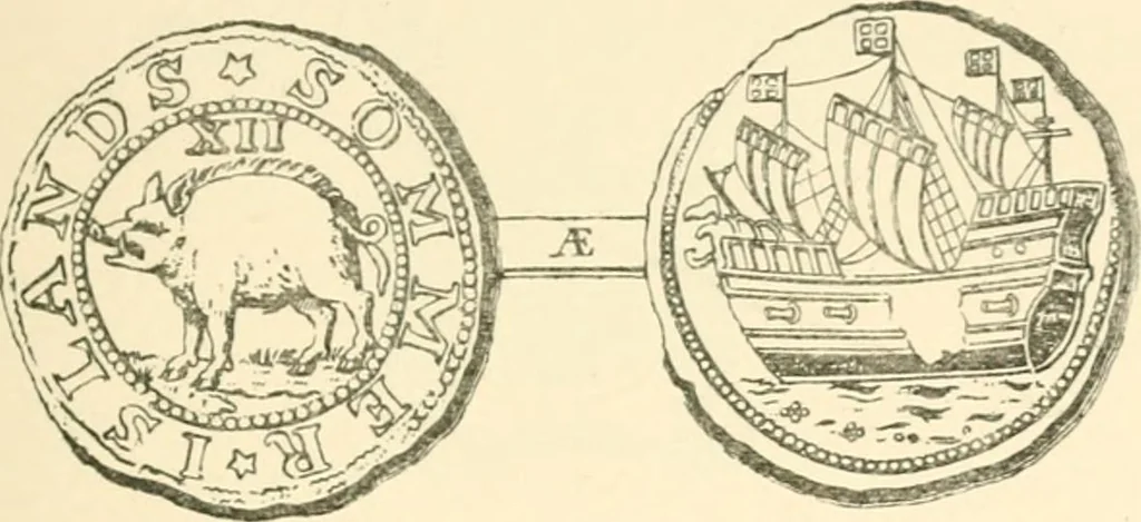 An illustration from The coins and tokens of the possessions and colonies of the British empire, 1889, leaf 326