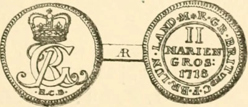 An illustration from The coins and tokens of the possessions and colonies of the British empire, 1889, leaf 58