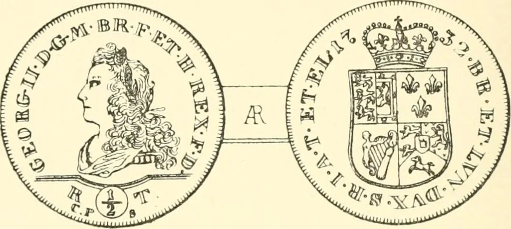 An illustration from The coins and tokens of the possessions and colonies of the British empire, 1889, leaf 71