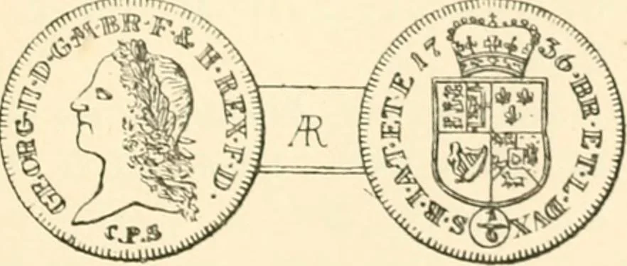An illustration from The coins and tokens of the possessions and colonies of the British empire, 1889, leaf 76