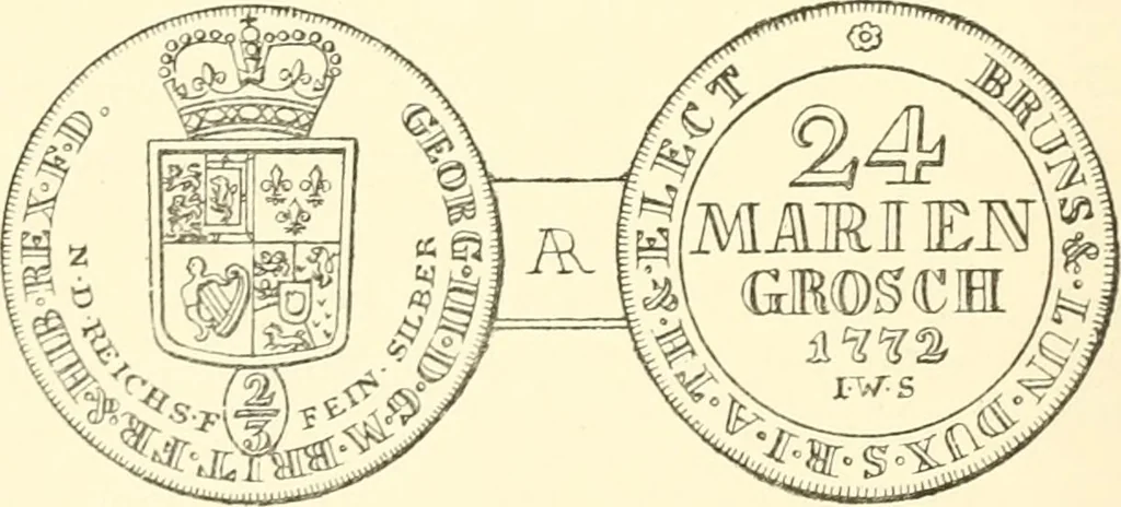 An illustration from The coins and tokens of the possessions and colonies of the British empire, 1889, leaf 91