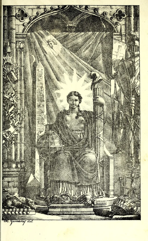 An illustration from Colección de los principales trages y adornos de los diferentes ritos mazonicos conocidos desde la época de su fundación, seguida de las reglas mas remarcables de los miembros de las diferentes sociedades secretas, y precedida de un compendio histórico de ellas, 1822, leaf 25