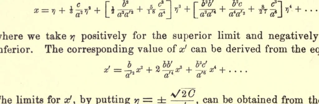 An illustration from The collected mathematical works of George William Hill, 1905, leaf 42
